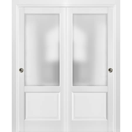 Sartodoors Closet Bypass Interior Door, 60" x 96", White LUCIA22DBD-BEM-6096